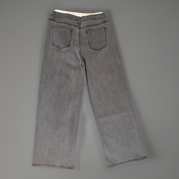 NWT BAR III Contrast Waist Wide Leg Going Out Jeans Gray Womens Size 14 - Picture 6 of 12